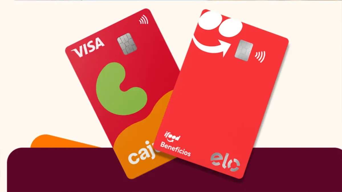 Cartão da Caju e cartão do iFood Benefícios lado a lado